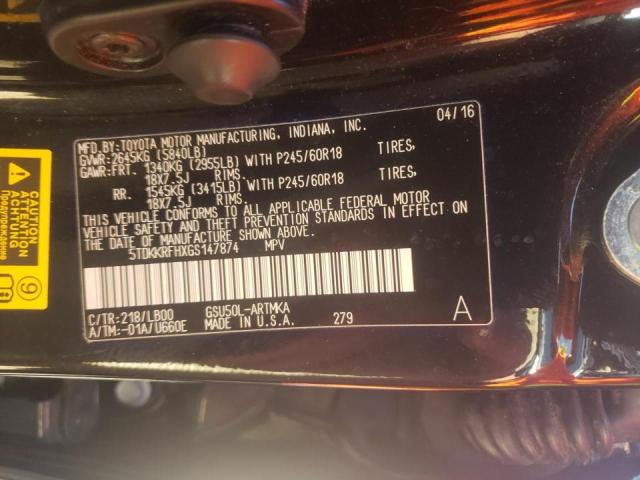Photo 10 from auction – 2016 TOYOTA HIGHLANDER with VIN 5TDKKRFHXGS147874