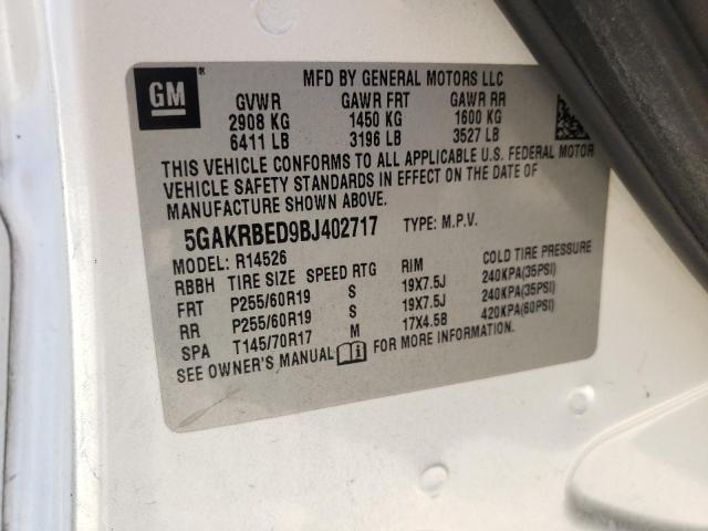 Photo 10 from auction – 2011 BUICK ENCLAVE CX with VIN 5GAKRBED9BJ402717