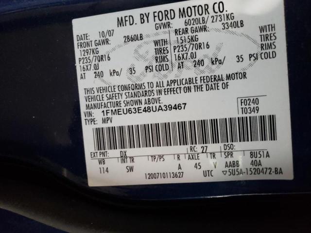 Photo 10 from auction – 2008 FORD EXPLORER X with VIN 1FMEU63E48UA39467