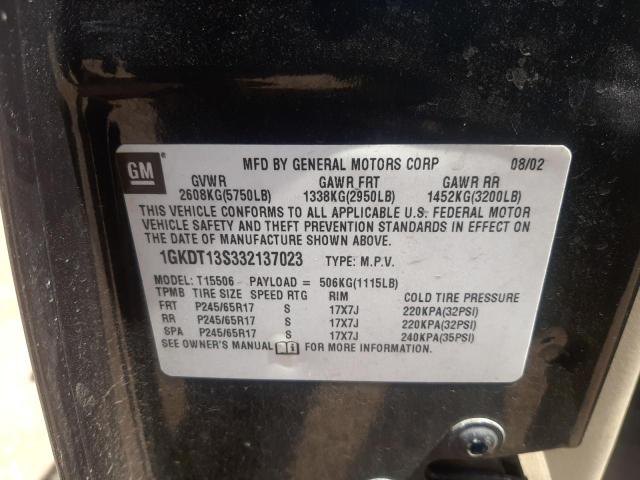 Photo 10 from auction – 2003 GMC ENVOY with VIN 1GKDT13S332137023