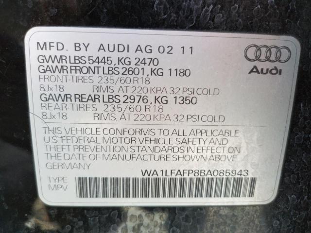 Photo 10 from auction – 2011 AUDI Q5 PREMIUM with VIN WA1LFAFP8BA085943