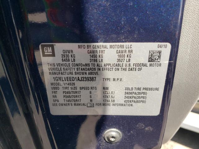 Photo 10 from auction – 2010 CHEVROLET TRAVERSE L with VIN 1GNLVEED1AJ239387