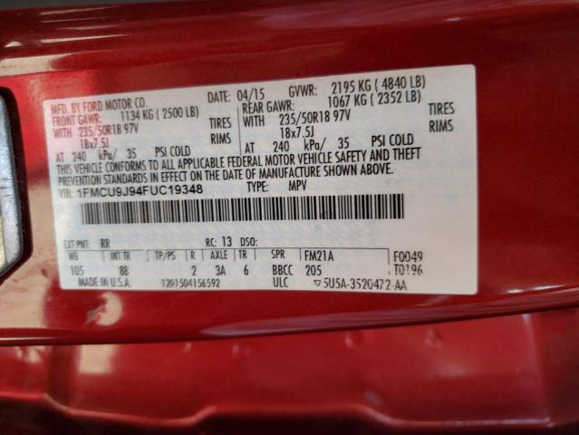 Photo 10 from auction – 2015 FORD ESCAPE TIT with VIN 1FMCU9J94FUC19348