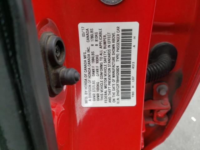 Photo 10 from auction – 2017 HONDA CIVIC EX with VIN 2HGFC2F78HH526824
