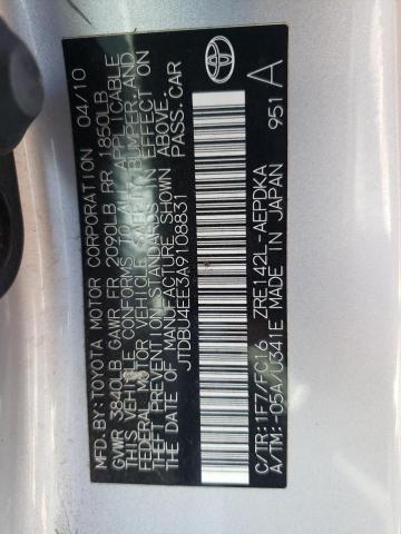 Photo 10 from auction – 2010 TOYOTA COROLLA BA with VIN JTDBU4EE3A9108831