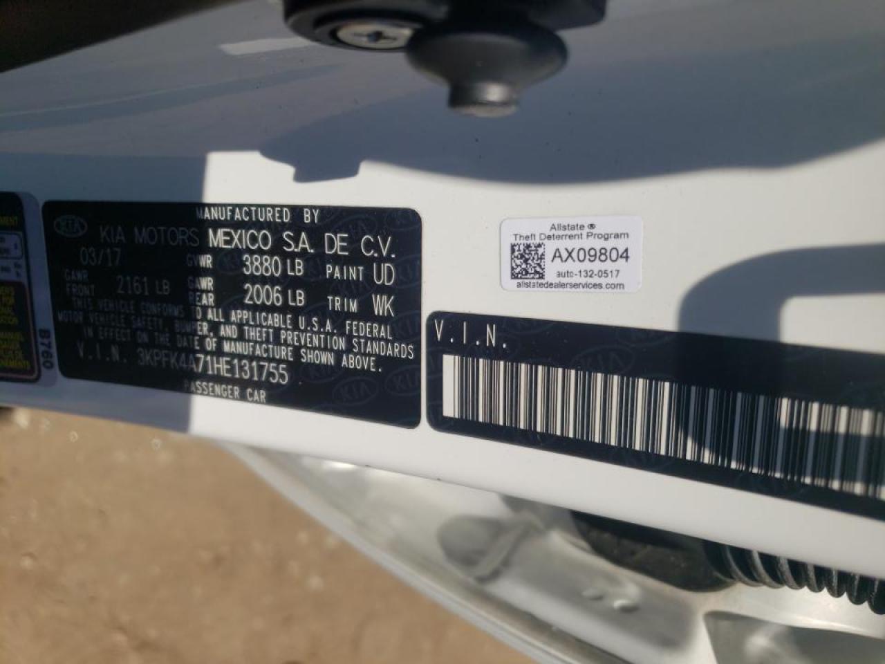 Photo 20 from auction – 2017 KIA FORTE LX with VIN 3KPFK4A71HE131755