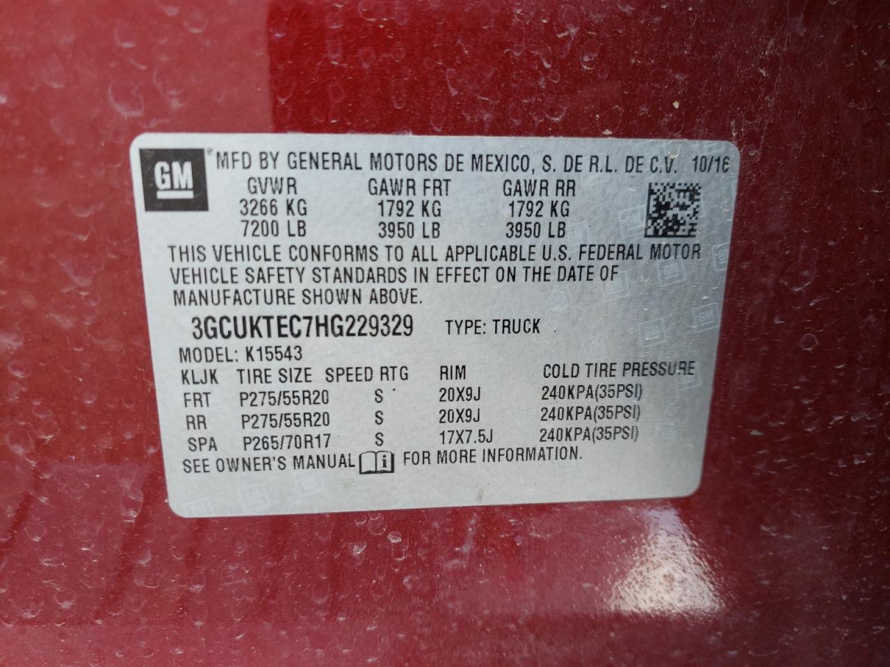 Фото 10 с аукциона – 2017 CHEVROLET SILVERADO с VIN 3GCUKTEC7HG229329