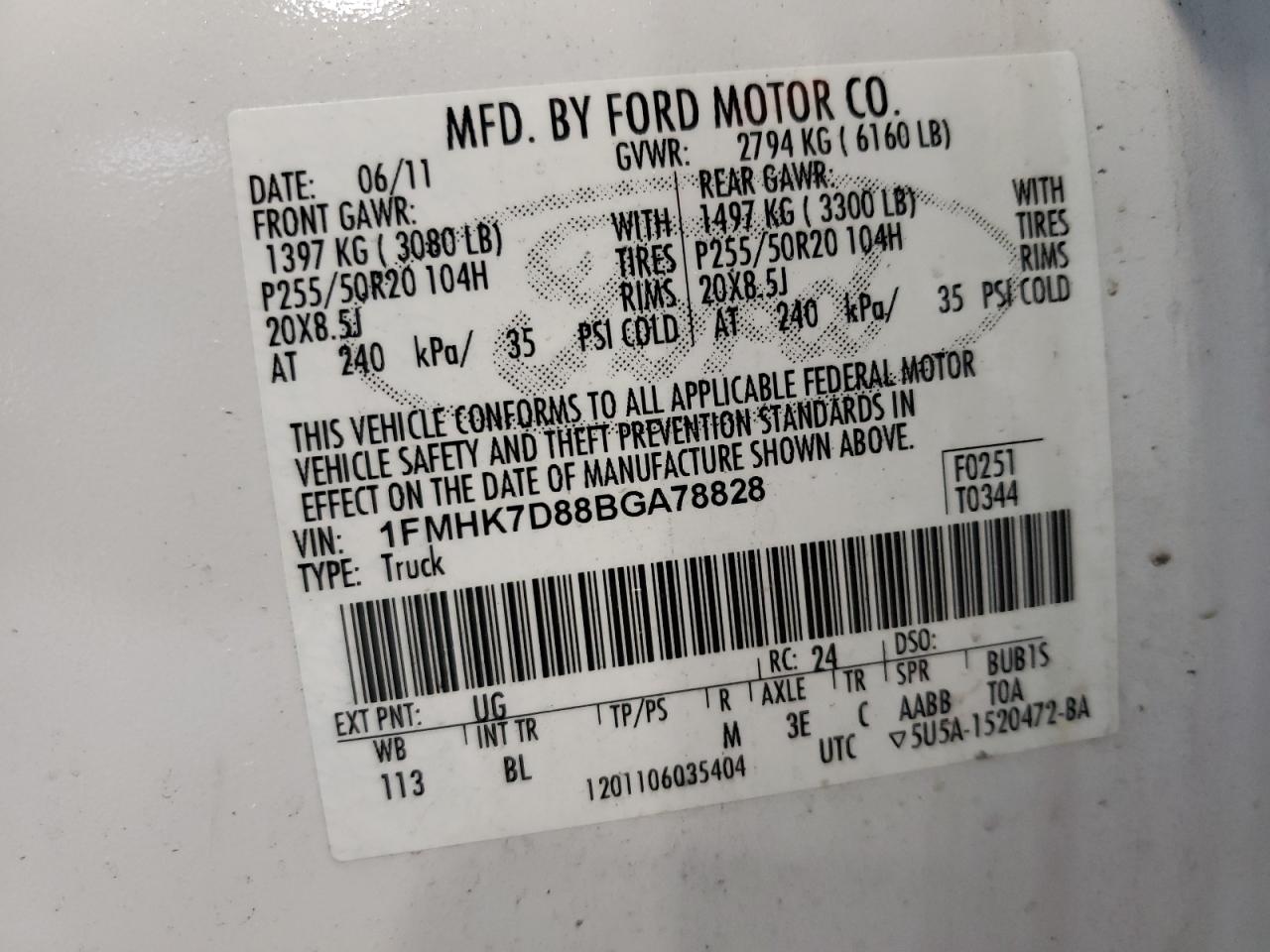 Фото 10 с аукциона – 2011 FORD EXPLORER X с VIN 1FMHK7D88BGA78828