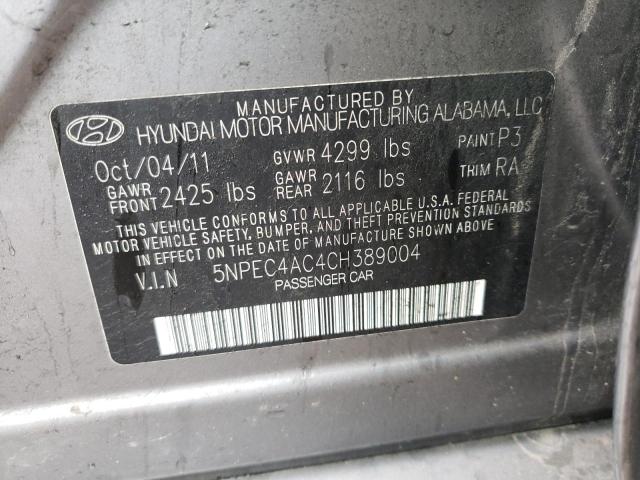 Photo 10 from auction – 2012 HYUNDAI SONATA SE with VIN 5NPEC4AC4CH389004