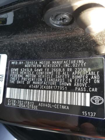 Photo 10 from auction – 2011 TOYOTA CAMRY BASE with VIN 4T4BF3EK0BR177051