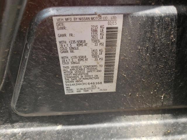 Photo 10 from auction – 2015 NISSAN PATHFINDER with VIN 5N1AR2MM3FC646168