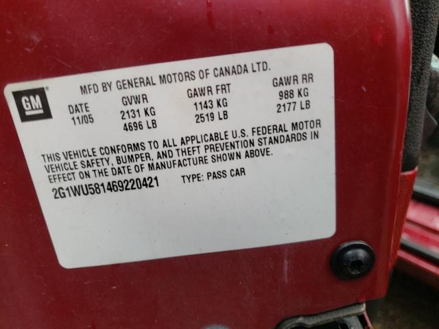 Photo 10 from auction – 2006 CHEVROLET IMPALA LTZ with VIN 2G1WU581469220421