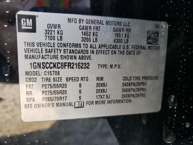 Photo 10 from auction – 2015 CHEVROLET TAHOE C150 with VIN 1GNSCCKC8FR216232