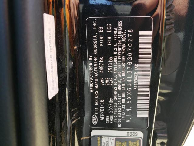 Photo 10 from auction – 2016 KIA OPTIMA EX with VIN 5XXGU4L37GG070278