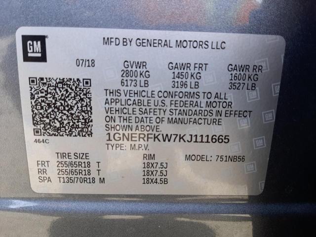Photo 10 from auction – 2019 CHEVROLET TRAVERSE L with VIN 1GNERFKW7KJ111665