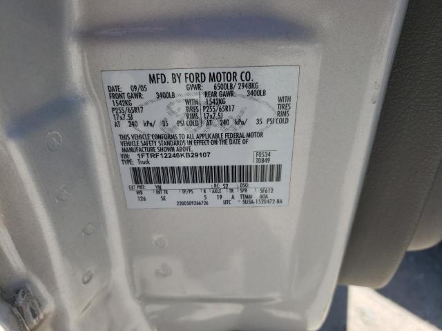 Photo 10 from auction – 2006 FORD F150 with VIN 1FTRF12246KB29107