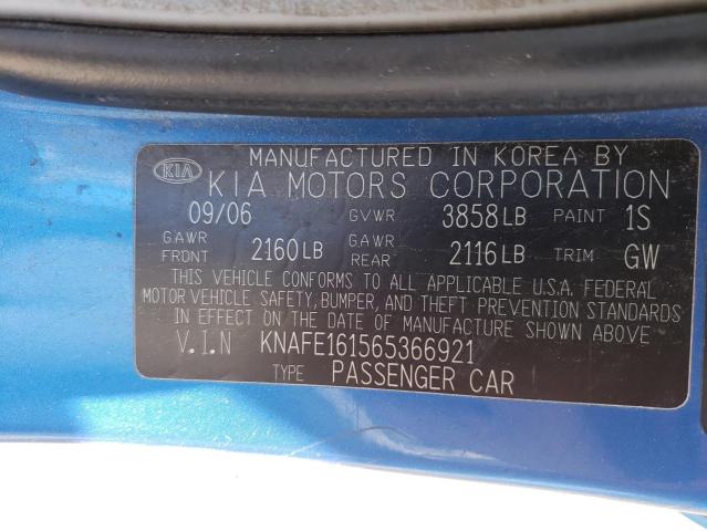 KIA SPECTRA5 2006 with VIN KNAFE161565366921 - Photo from auction