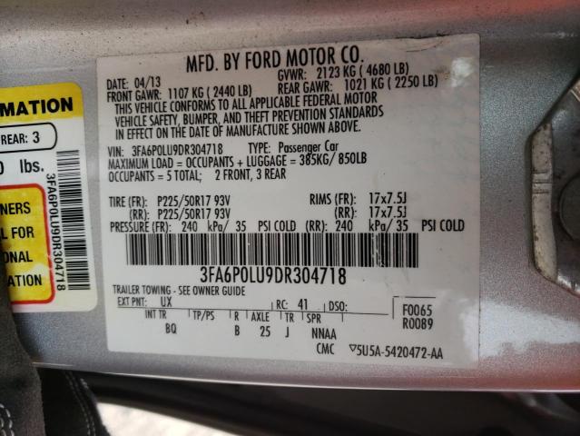 Photo 10 from auction – 2013 FORD FUSION SE with VIN 3FA6P0LU9DR304718