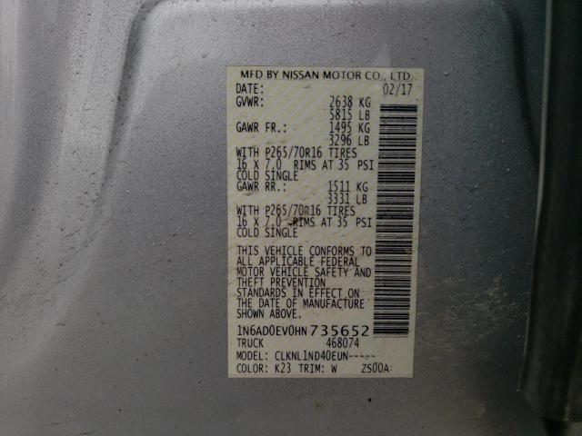 Photo 10 from auction – 2017 NISSAN FRONTIER S with VIN 1N6AD0EV0HN735652