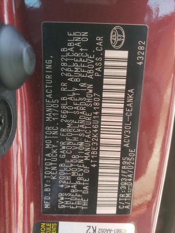 Photo 10 from auction – 2006 TOYOTA CAMRY LE with VIN 4T1BE32K46U141807