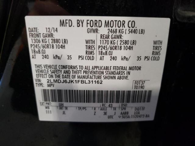 LINCOLN MKX 2015 with VIN 2LMDJ6JK1FBL31162 - Photo from auction
