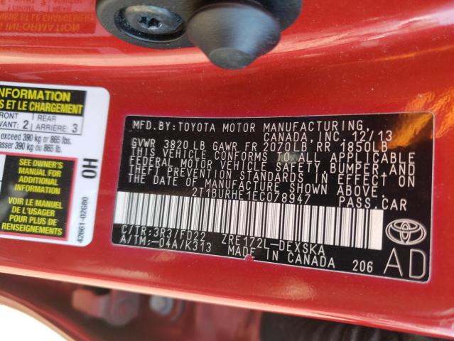 Photo 10 from auction – 2014 TOYOTA COROLLA L with VIN 2T1BURHE1EC078947
