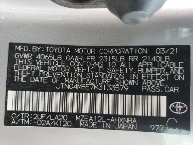 Photo 10 from auction – 2021 TOYOTA COROLLA XS with VIN JTNC4MBE7M3133579