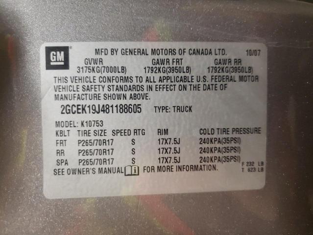 Photo 10 from auction – 2008 CHEVROLET SILVERADO with VIN 2GCEK19J481188605
