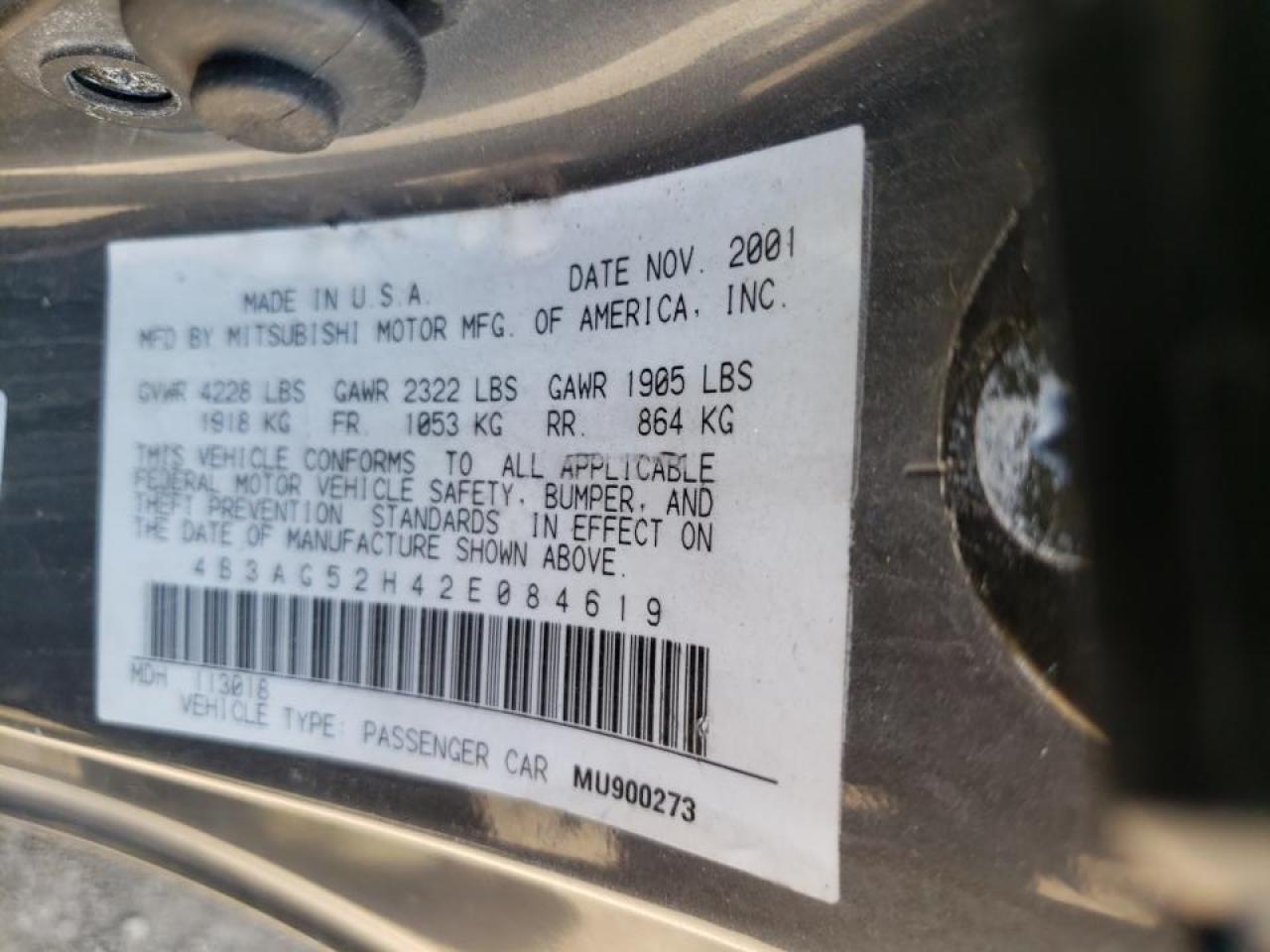 Photo 10 from auction – 2002 DODGE STRATUS R/ with VIN 4B3AG52H42E084619