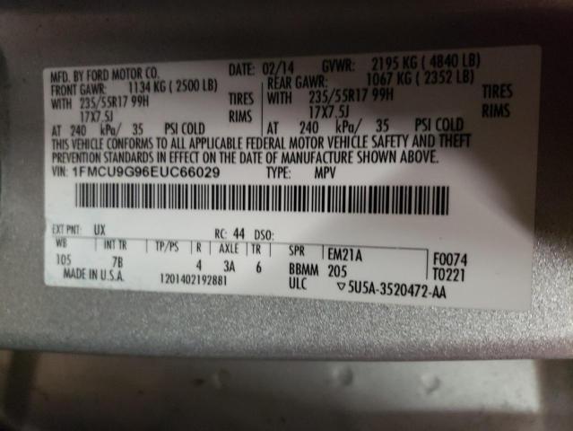 Photo 10 from auction – 2014 FORD ESCAPE SE with VIN 1FMCU9G96EUC66029