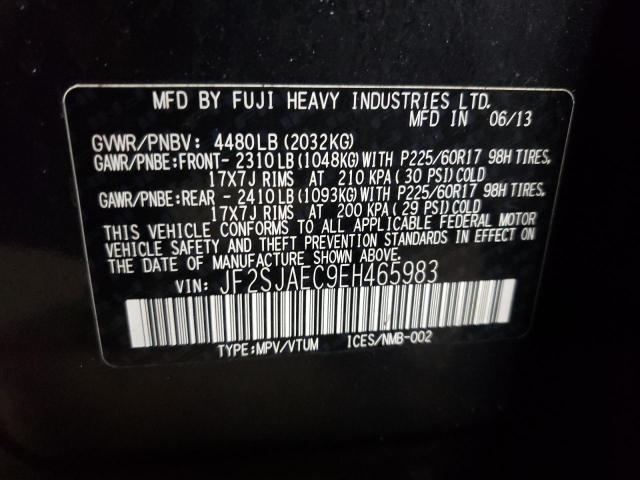 SUBARU FORESTER 2 2014 with VIN JF2SJAEC9EH465983 - Photo from auction