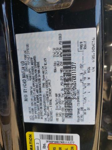 Photo 10 from auction – 2019 FORD FUSION SE with VIN 3FA6P0HD7KR111277