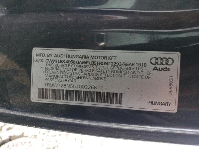 Photo 10 from auction – 2005 AUDI TT QUATTRO with VIN TRUWT28N551003268