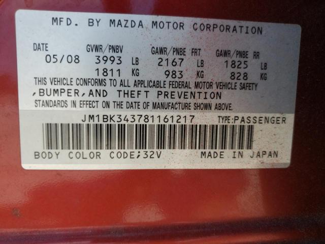 Photo 10 from auction – 2008 MAZDA 3 HATCHBAC with VIN JM1BK343781161217