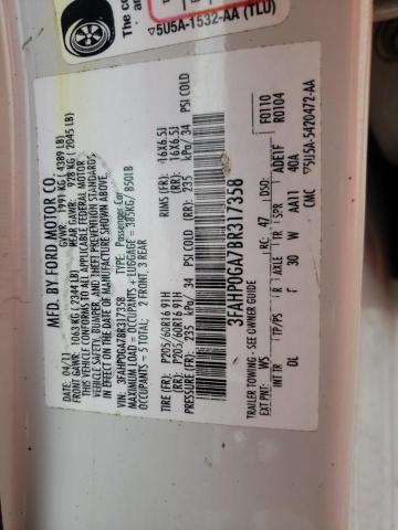 Photo 10 from auction – 2011 FORD FUSION S with VIN 3FAHP0GA7BR317358