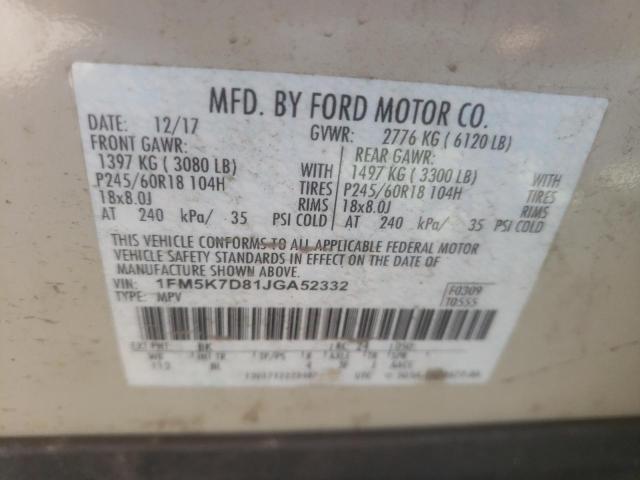 Photo 10 from auction – 2018 FORD EXPLORER X with VIN 1FM5K7D81JGA52332