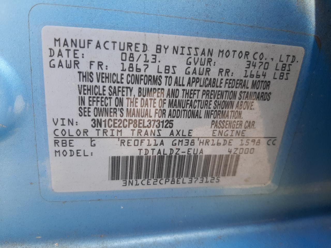 Photo 10 from auction – 2014 NISSAN VERSA NOTE with VIN 3N1CE2CP8EL373125