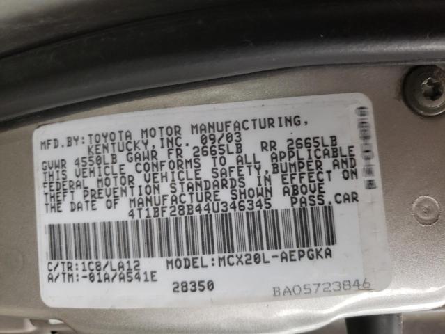 Photo 10 from auction – 2004 TOYOTA AVALON XL with VIN 4T1BF28B44U346345