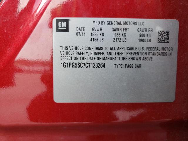 Photo 10 from auction – 2012 CHEVROLET CRUZE LT with VIN 1G1PG5SC7C7123264