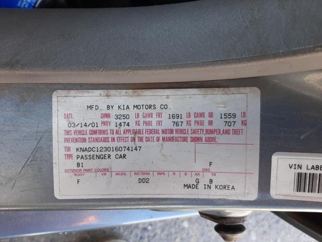 Photo 10 from auction – 2001 KIA RIO with VIN KNADC123016074147