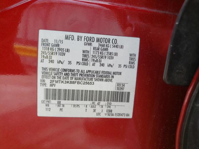 Photo 10 from auction – 2015 FORD EDGE TITAN with VIN 2FMTK3K88FBC25653