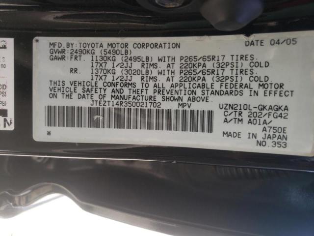 Photo 10 from auction – 2005 TOYOTA 4RUNNER SR with VIN JTEZT14R350021702