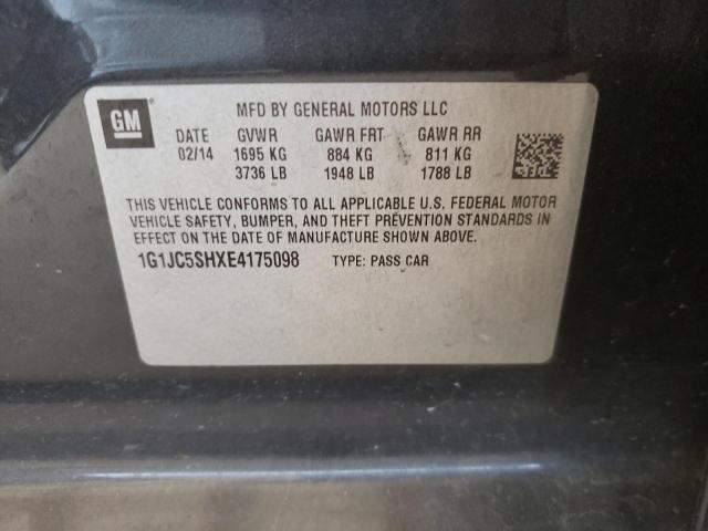 Photo 10 from auction – 2014 CHEVROLET SONIC LT with VIN 1G1JC5SHXE4175098