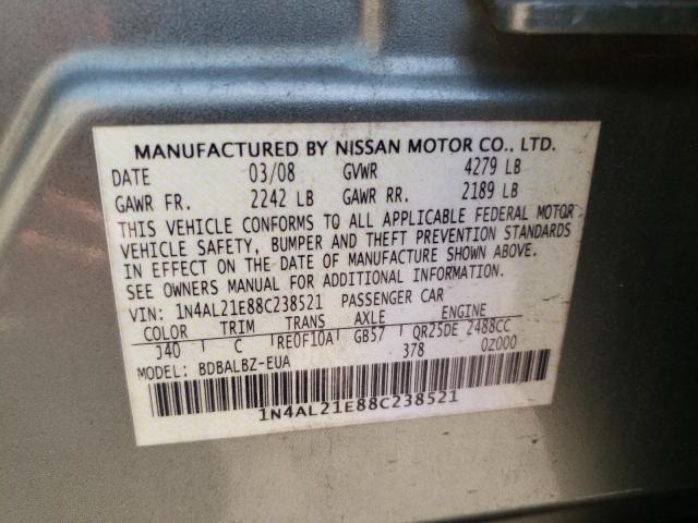 Photo 10 from auction – 2008 NISSAN ALTIMA 2.5 with VIN 1N4AL21E88C238521