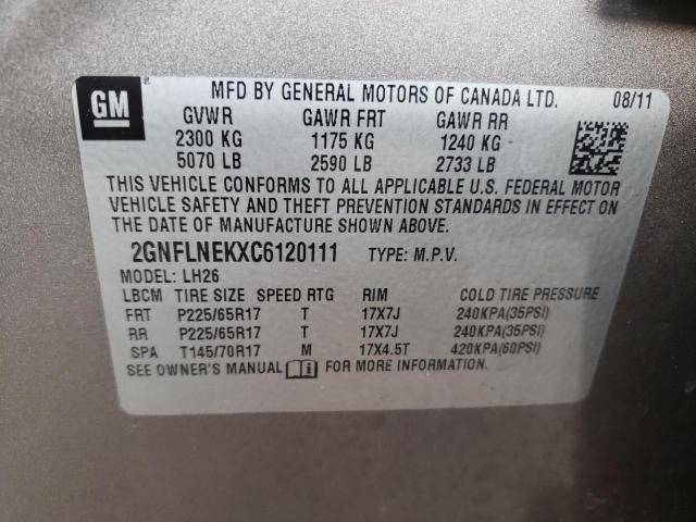 CHEVROLET EQUINOX LT 2012 with VIN 2GNFLNEKXC6120111 - Photo from auction