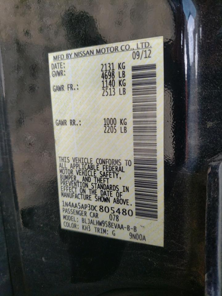 Photo 10 from auction – 2013 NISSAN MAXIMA S with VIN 1N4AA5AP3DC805480