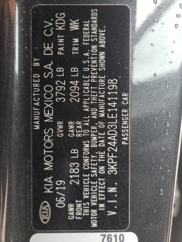 Photo 10 from auction – 2020 KIA FORTE FE with VIN 3KPF24AD3LE141198