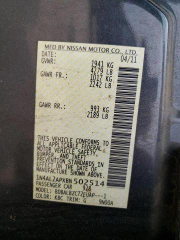 Photo 10 from auction – 2011 NISSAN ALTIMA BAS with VIN 1N4AL2APXBN502514