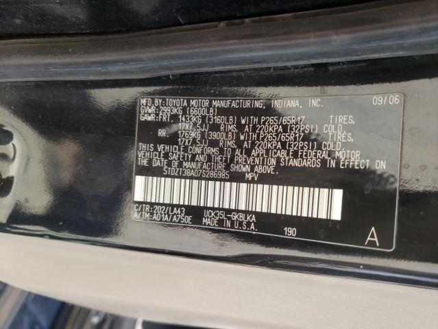 Photo 10 from auction – 2007 TOYOTA SEQUOIA LI with VIN 5TDZT38A07S286985