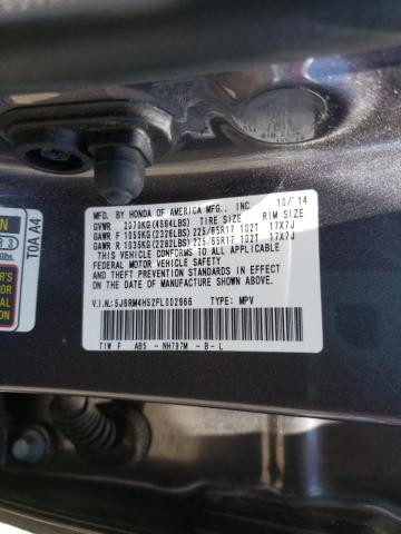 Photo 10 from auction – 2015 HONDA CR-V EX with VIN 5J6RM4H52FL002966